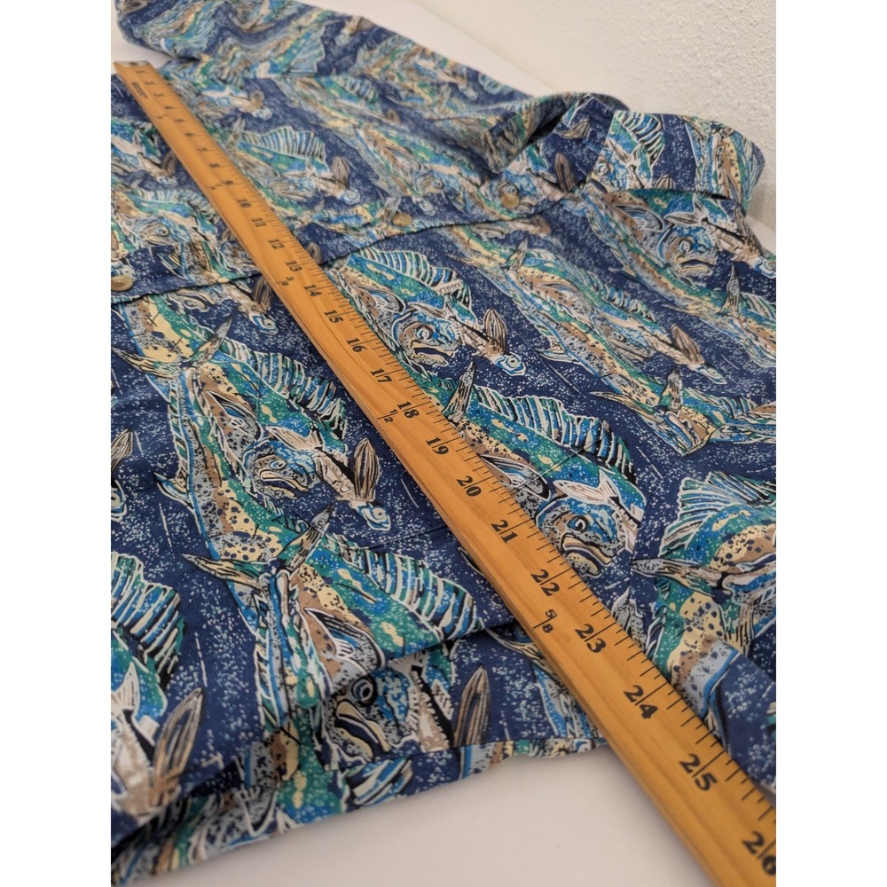 Kahala AVI Collection Mens XL Hawaiian Shirt Blue Flying Fish Cotton Hawaii - Picture 7 of 9